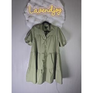 18 Centimeters Tiered Ruffle A-line Sun Dress Green Womens XL Casual Relaxed Fit